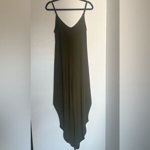 Olive Green Harem Pant Jumpsuit Flowy Draped Boho Wide Leg. SIZE XL